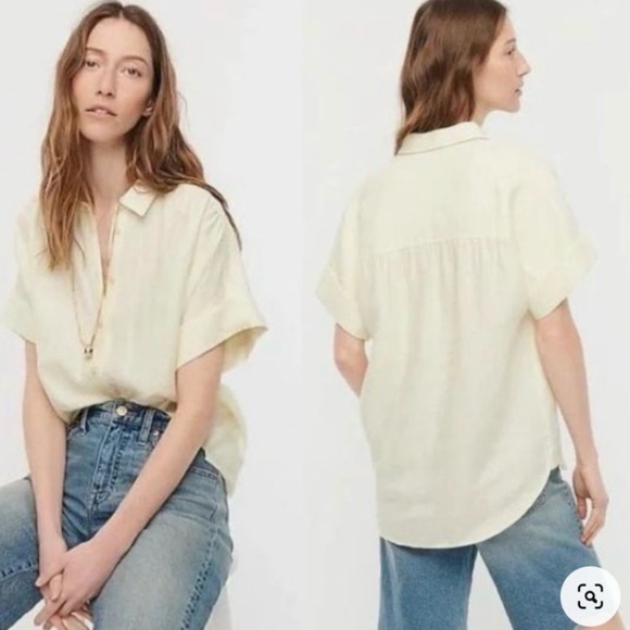 Frank & Eileen Tops - Frank & Eileen | Rory Short Sleeve Button Down Linen Shirt in Yellow | Sz XS